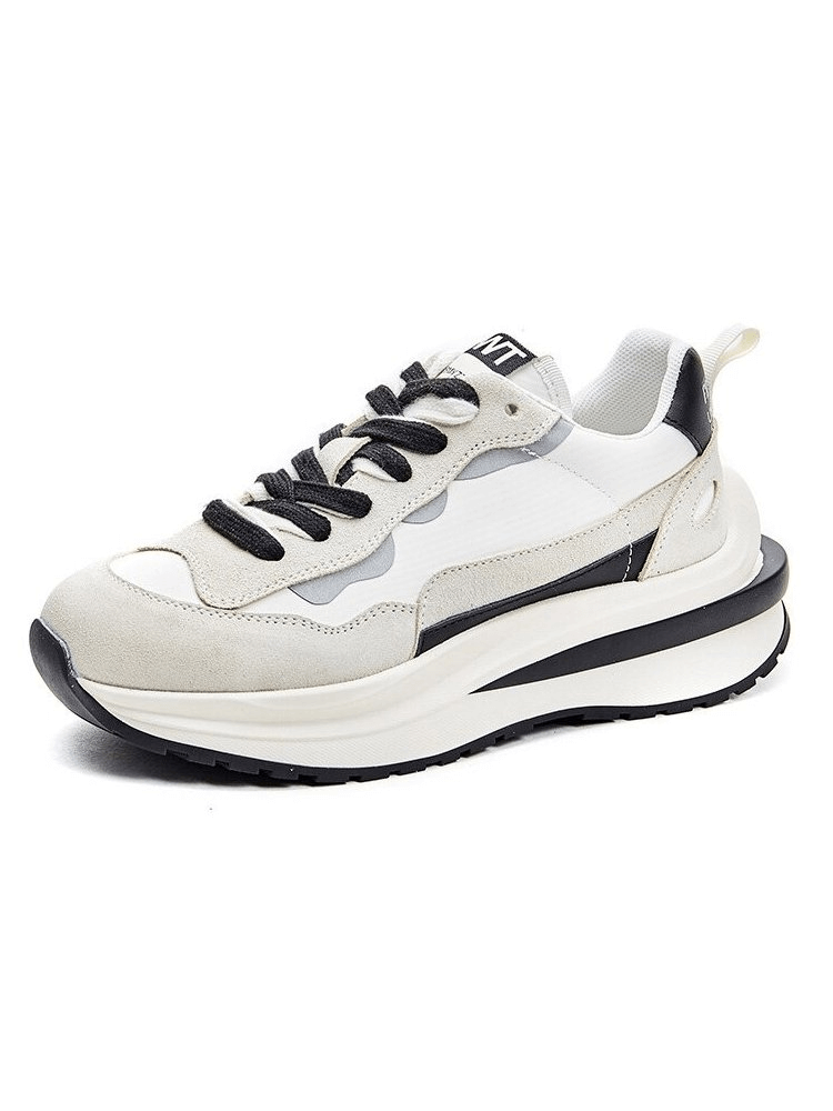 Stylish women's platform sports sneakers SF0248 with suede uppers and lace-up closure for comfort and fashion.